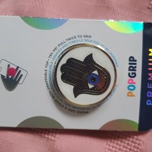 PopSocket PopGrip Hamsa Hand - Silver with Blue Eye, Brand New